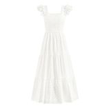 Vestido Maxi Feminino Prettygarden Com Gola Quadrada Com Ilhó Branco Xxl