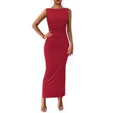 Vestido Midi Prettygarden Feminino 2025 Com Franzido No Verão De 2025