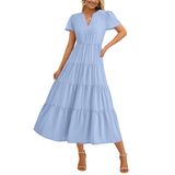 Vestido Feminino Prettygarden, De Verão, Casual, Com Decote Em V E Bolso
