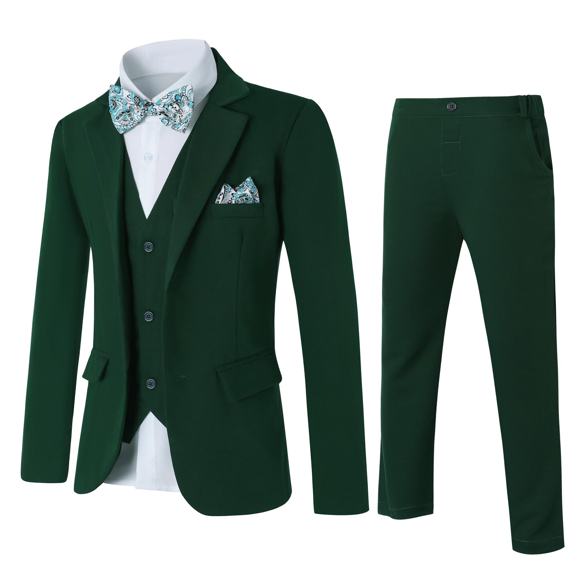 Suit Disaur Green Boy Slim Fit, 6 Peças, 7 A 8 Anos E 7 Anos