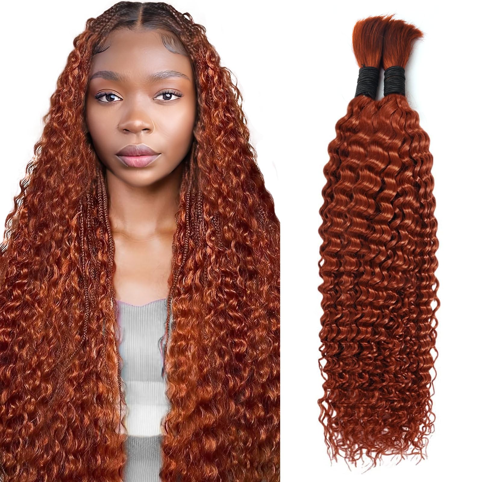 Human Braiding Hair Breawor Ginger 350 16 Polegadas, 2 Pacotes