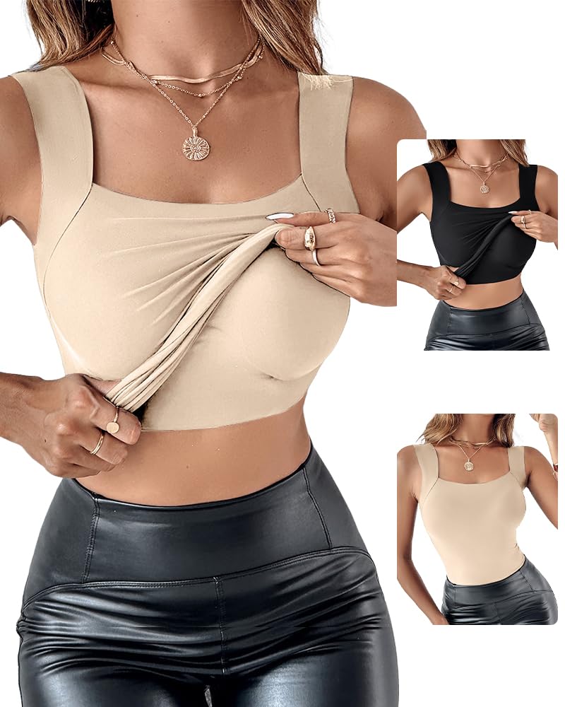 Camisetas Regatas Femininas Chicme, De Alta Elasticidade, Justas, Pretas, Nude