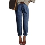 Jeans Astylish High Wisted Baggy Boyfriend Para Mulheres Sail Blue