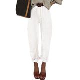 Jeans Astylish Women, Cintura Alta, Solta, Namorado, Tamanho Branco