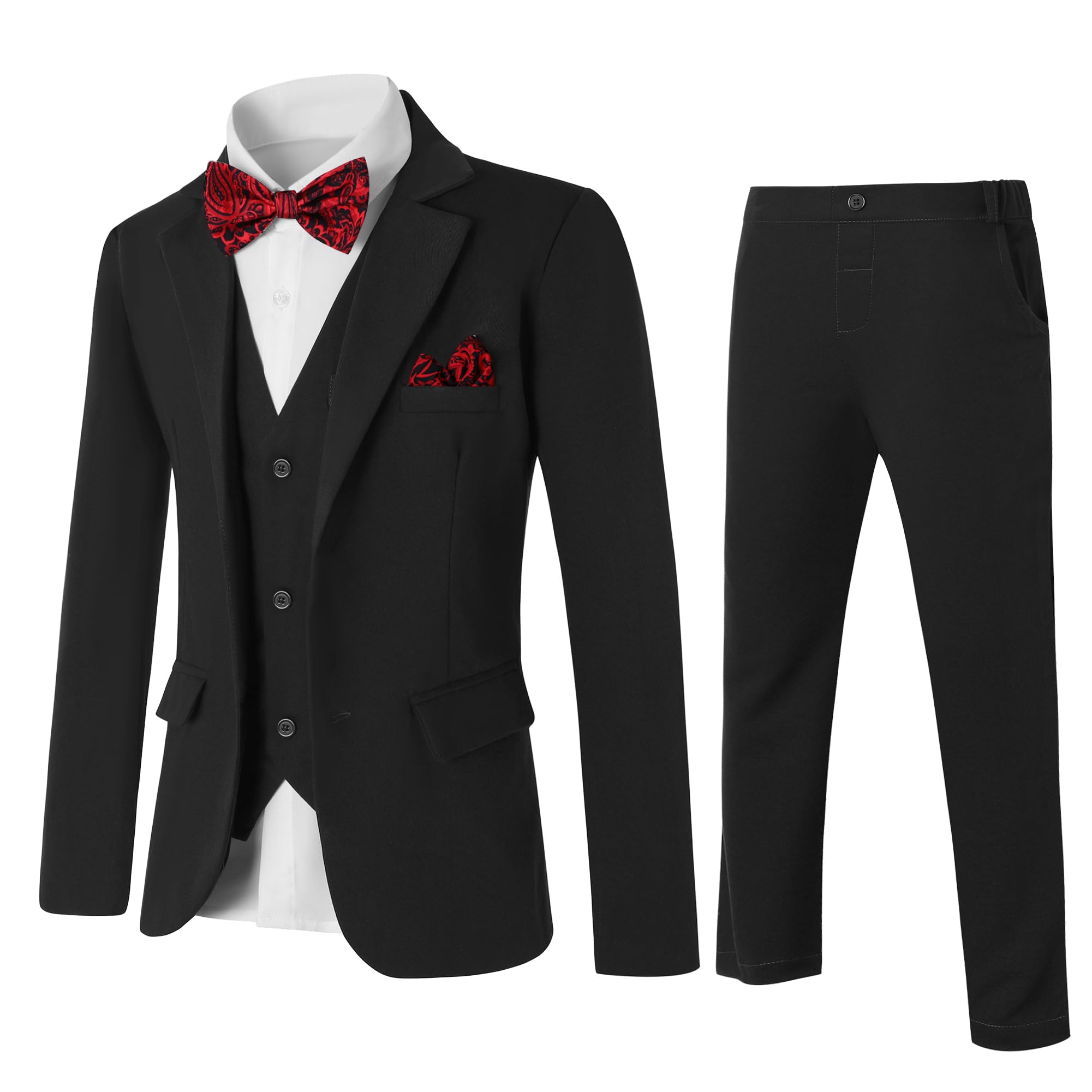 Suit Disaur Boys Tuxedo, 6 Peças, Jaqueta, Colete, 6-7 Anos