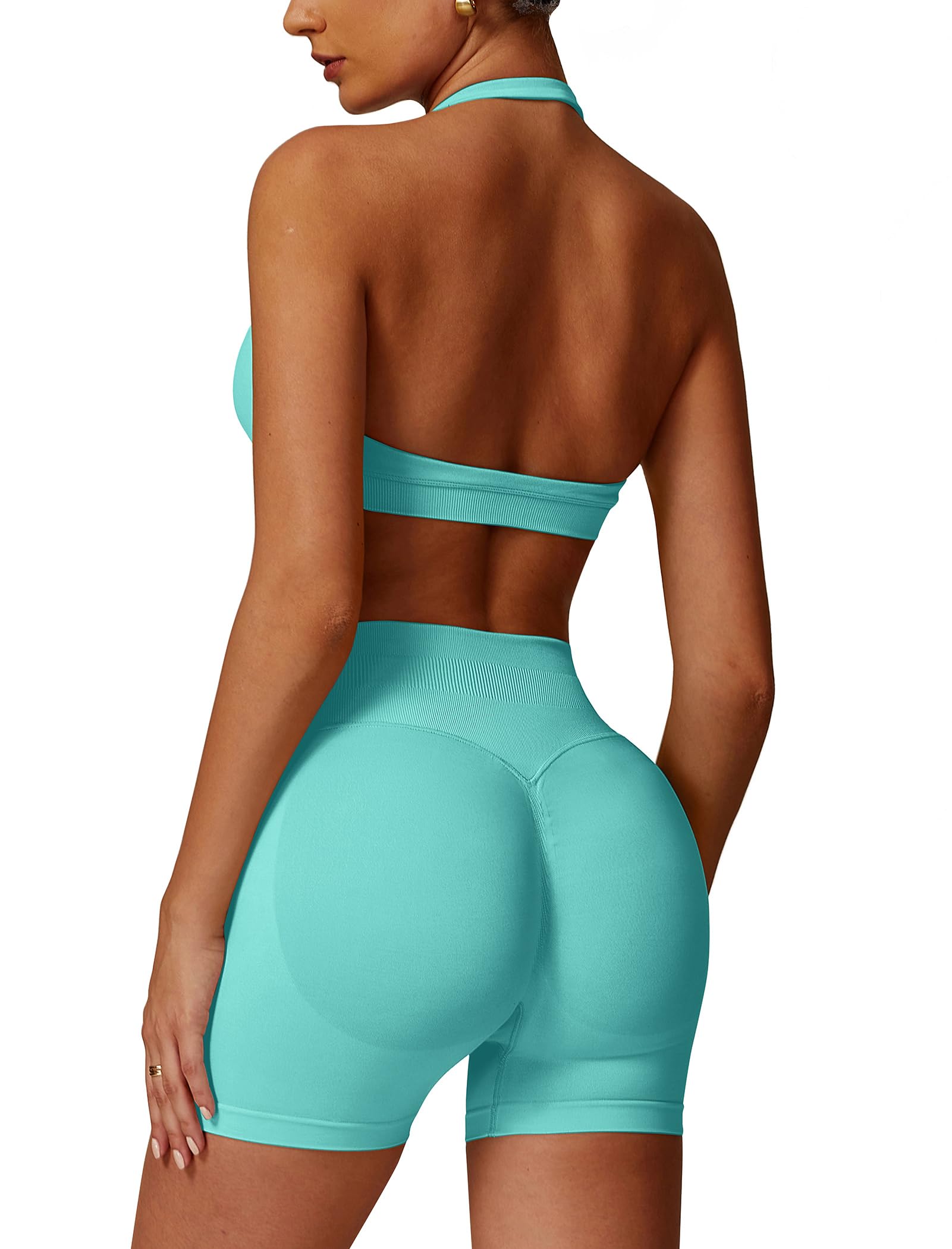 Conjunto De Treino Abociw Seamless High Waist Scrunch Butt Lifting