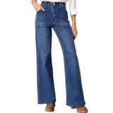 Jeans Astylish, Calças Jeans Femininas De Perna Reta, Azul