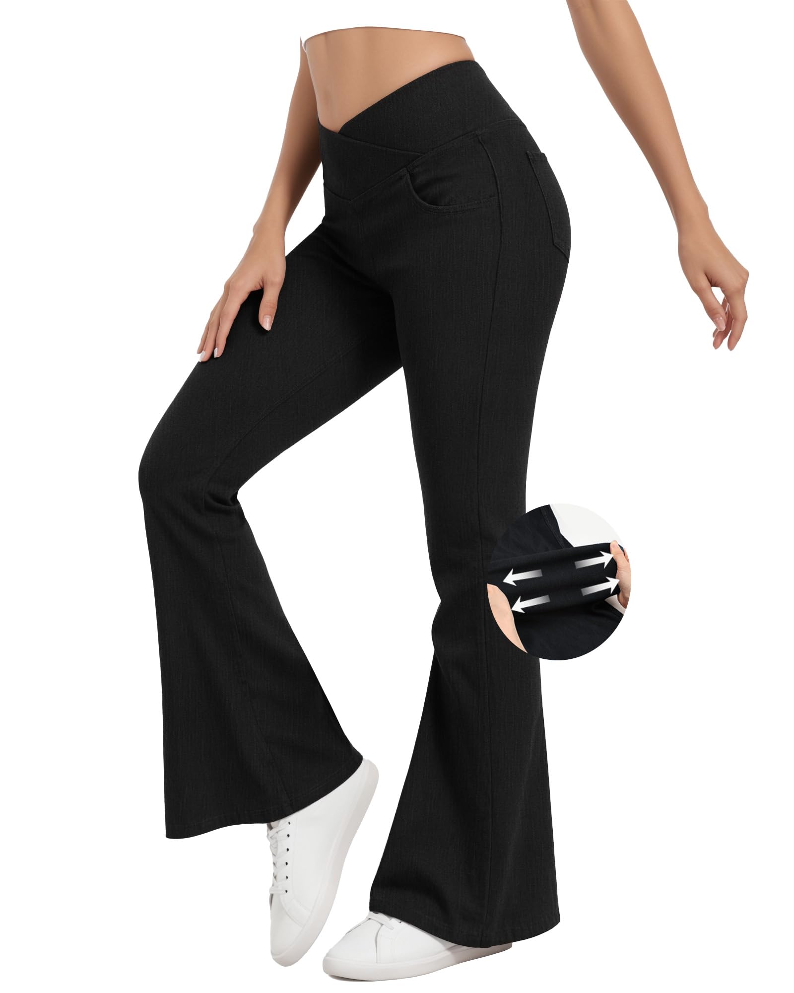 Jeans Toniry Bell Bottom Para Mulheres De Cintura Alta Flare Black