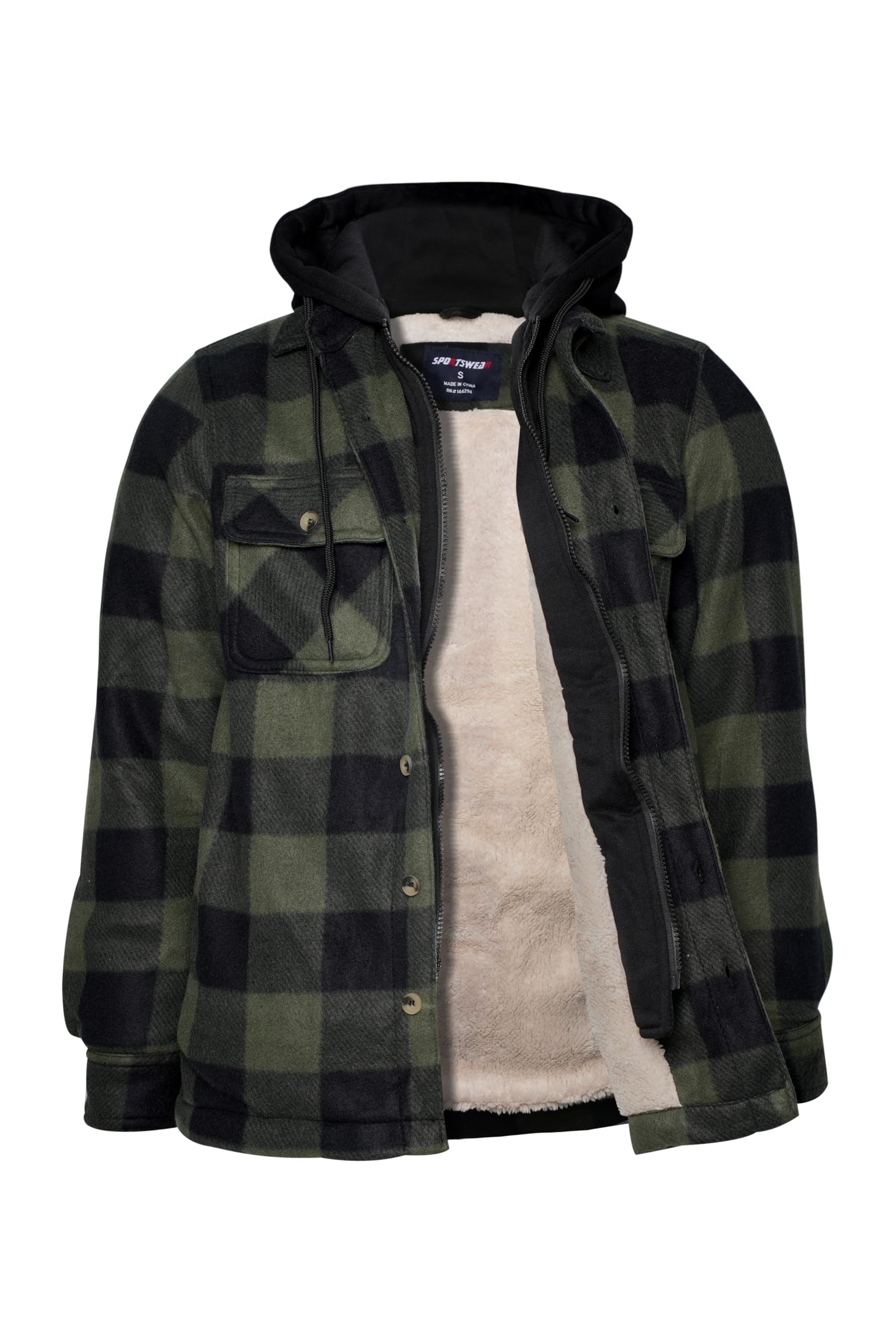 Jaqueta Gary Com Heavy Thick Flannel Xadrez Sherpa Fleece Masculina