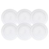 Jogo De Pratos Fundo Kit 6pcs 21cm Borda Prata Mônaco Branco