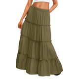 Saia Moderna Queen Green Maxi A-line Elástica De Cintura Alta Gg