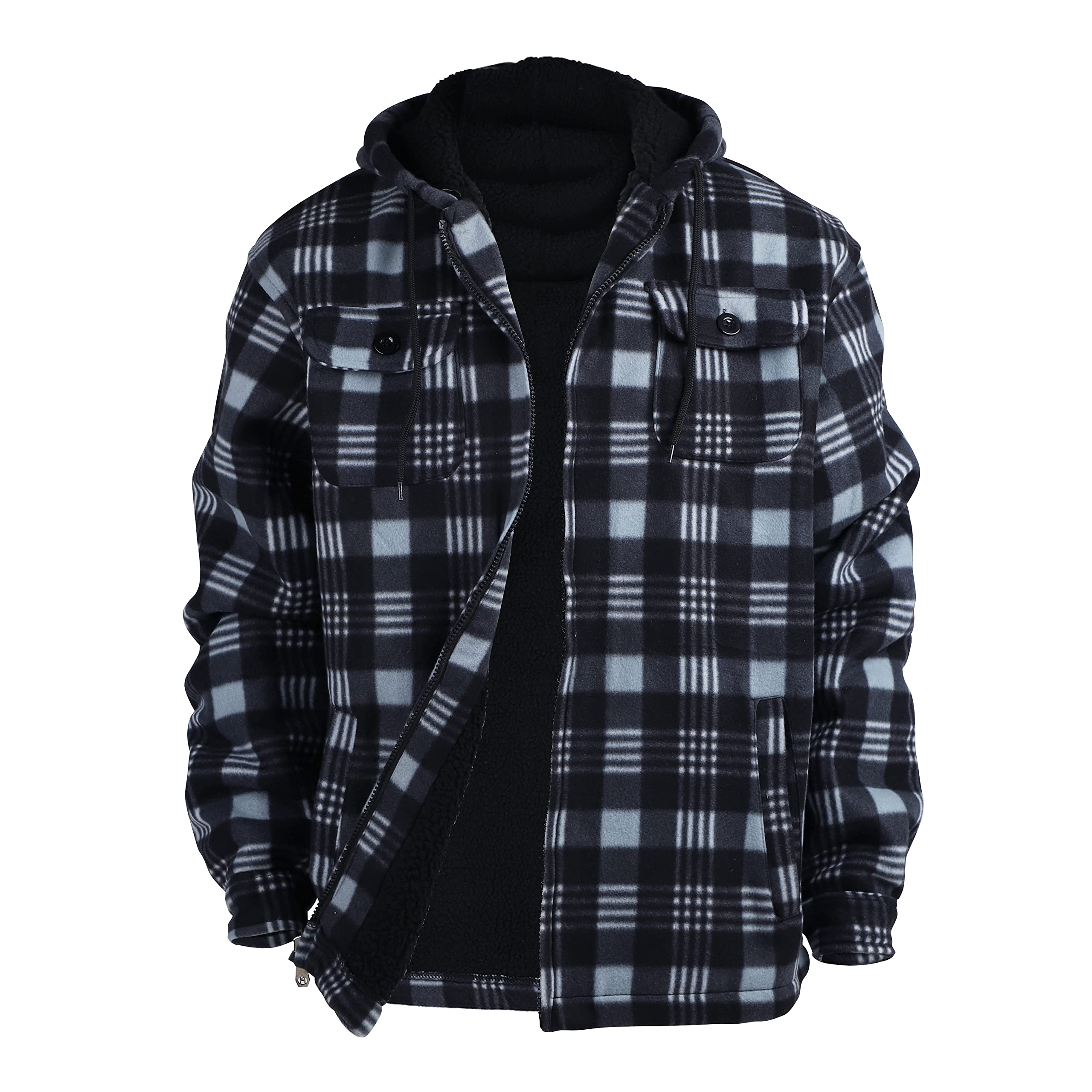 Jaqueta Gary Com Heavy Thick Xadrez Flannel Sherpa Fleece Masculina