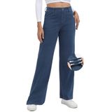 Jeans Toniry Wide Leg Para Mulheres De Cintura Alta Azul Claro