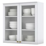 Armario Aereo 2 Portas Vidro Mdf 80 Cm Americana C366 Branco Henn