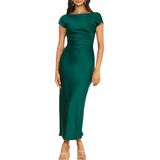 Vestido De Cetim Gmeitoey, Manga Curta, Capuz, Costas, Verão, Para Mulheres