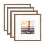 Porta-retratos Kinlink Brown Wood 14x14 Para 8x8 Com Tapete, Pacote Com 4