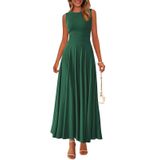Vestido Feminino Prettygarden, Primavera De 2025, Sem Mangas, Verde Escuro