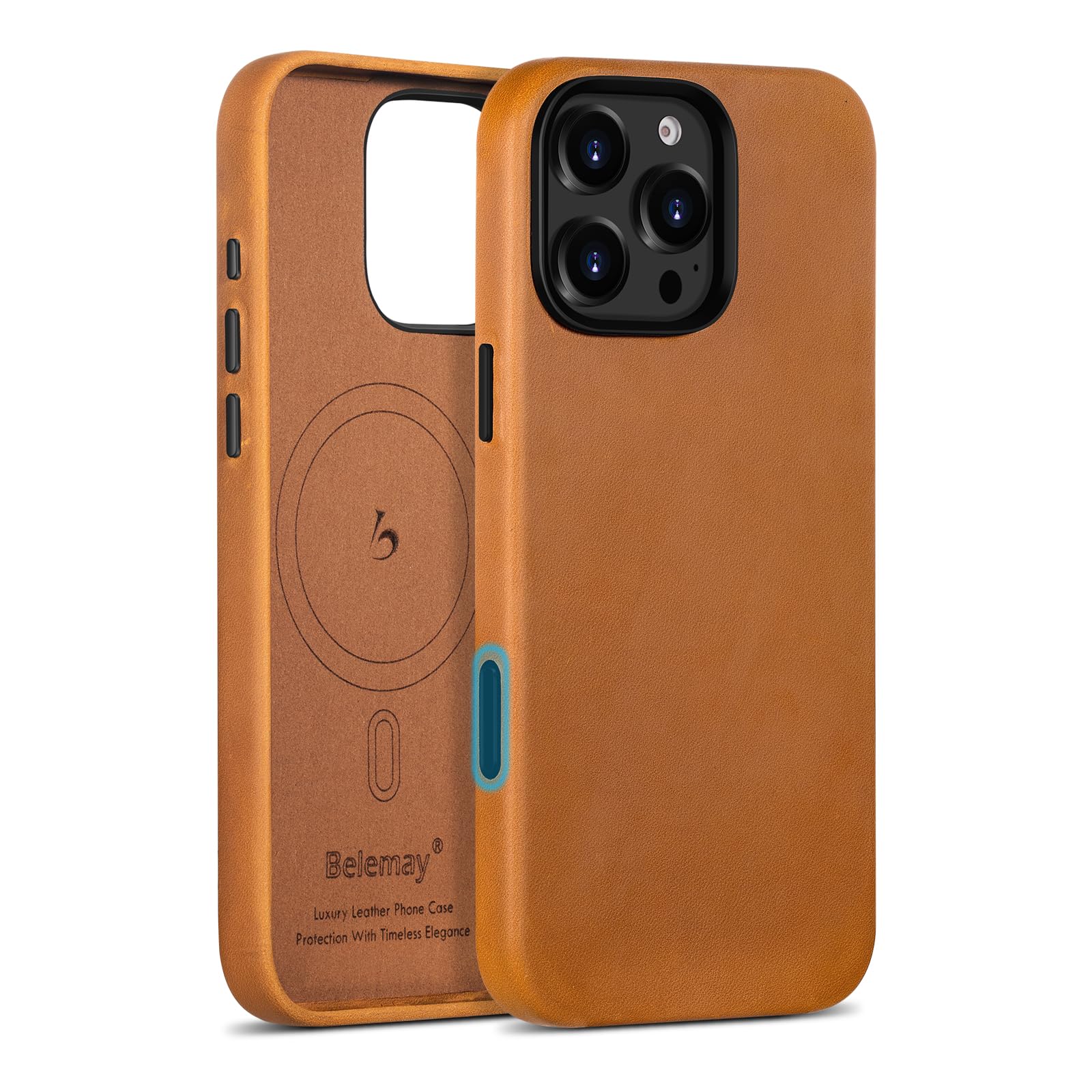 Capa De Couro Belemay Para Iphone 16 Pro Com Magsafe Tan