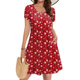Camiseta De Verão Zeagoo 2025 Para Mulheres De Algodão Vermelho Xxl