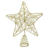 Ponteira De Árvore Estrela Aramada Dourada 21cm