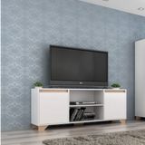 Rack para TV até 60 Polegadas 2 Portas 3 Prateleiras Benevello Quiditá Branco