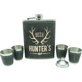 Cantil De Bolso Porta Bebidas Whisky Drinks Inoxidável Couro