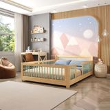 Cama Infantil Casal Montessoriano Wave Com Rattan Casatema Verde/natural