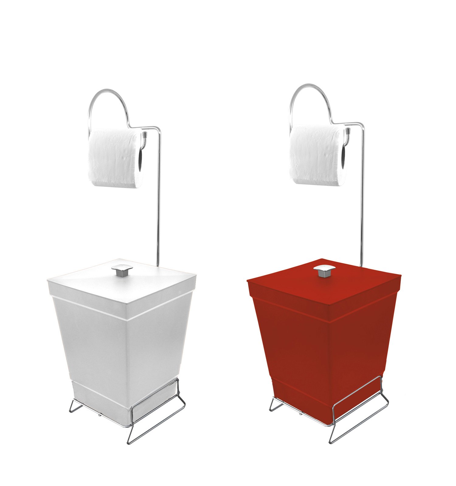 Kit 2 Lixeiras Com Suporte De Papel Higiênico - Stolf