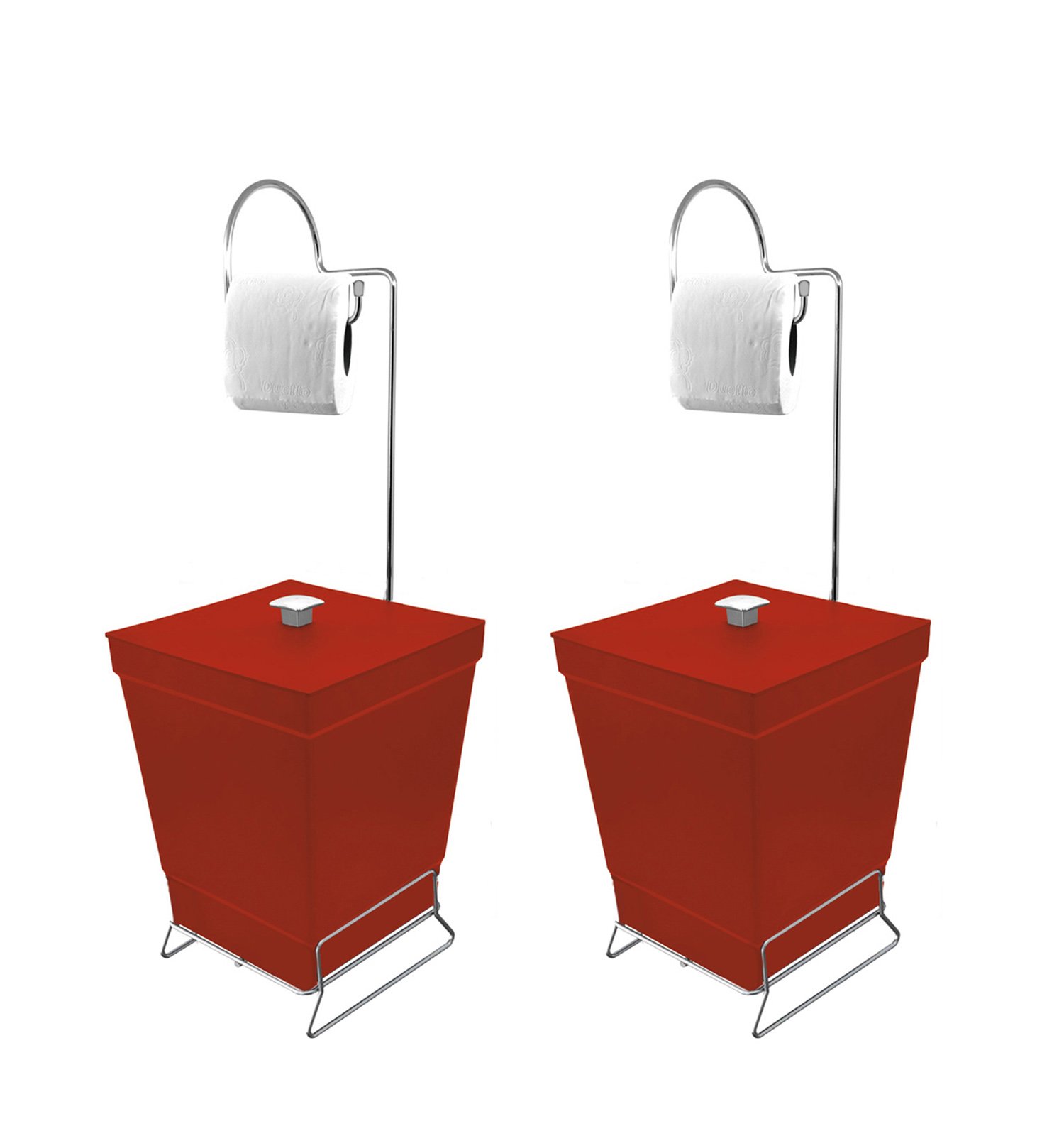 Kit 2 Lixeiras Com Suporte De Papel Higiênico - Stolf