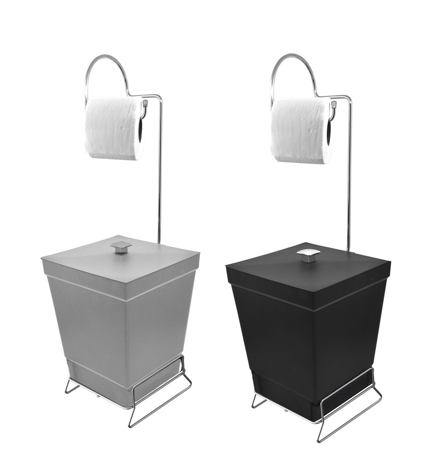 Kit 2 Lixeiras Com Suporte De Papel Higiênico - Stolf