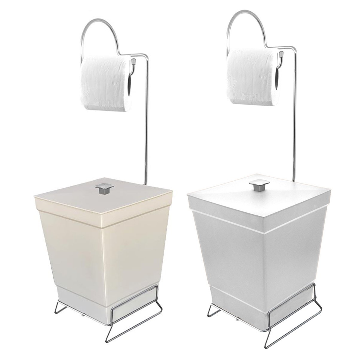 Kit 2 Lixeiras Com Suporte De Papel Higiênico - Stolf