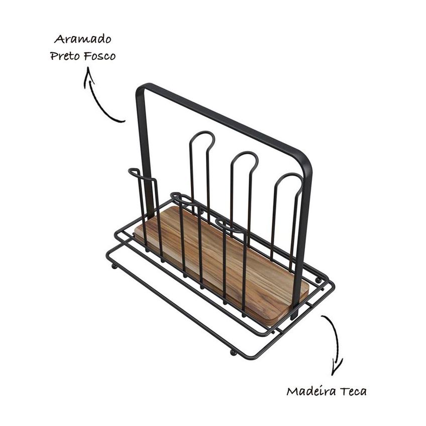 Porta Copos De Madeira E Aço Para Mesa - Stolf - imagem 3