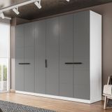 Guarda-roupa 6 Portas 4 Gavetas Lisboa Branco/cinza