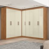 Guarda-roupa Modulado De Canto 9 Portas E 4 Gavetas Paris Cinamomo/off White