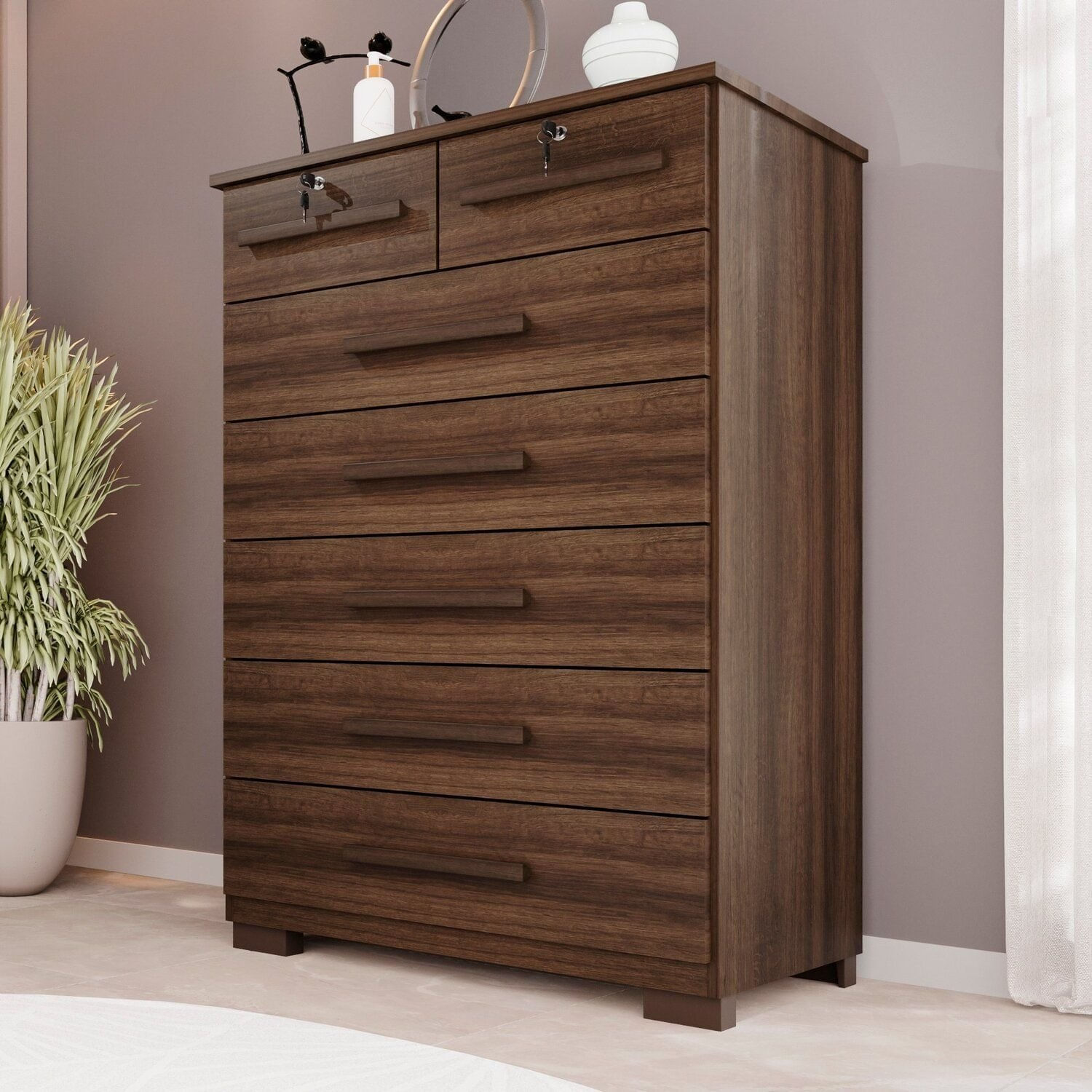 Cômoda Para Quarto 7 Gavetas Topázio Expresso Móveis Imbuia