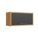 Armário Aéreo De Cozinha 80cm 1 Porta Basculante 100% Mdf Vicenza Espresso Móveis Amêndoa/cinza