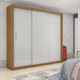 Guarda-roupa Casal 3 Portas De Correr E 4 Gavetas Lotse Cinamomo/off White