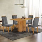 Conjunto Mesa Lorena 120cmx80cm Com 4 Cadeiras Celeste Tampo Londres Sem Vidro Cinamomo/cinza