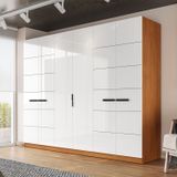 Guarda-roupa 6 Portas 4 Gavetas Lisboa Freijó/branco