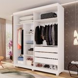 Guarda-roupa Closet 3 Gavetas Com Pés Fenix Espresso Móveis Branco