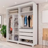 Guarda-roupas Closet Casal 3 Gavetas Com Pés Blumenau Branco
