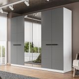 Guarda-roupa 6 Portas 4 Gavetas Com Espelho Lisboa Branco/cinza