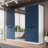 Guarda-roupa 6 Portas 4 Gavetas Com Espelho Lisboa Branco/azul