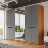 Guarda-roupa 6 Portas 4 Gavetas Com Espelho Lisboa Freijó/cinza