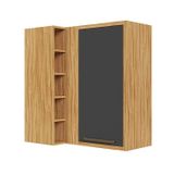 Armário Aéreo De Cozinha Canto Reto Com 1 Porta E Mini Adega 100% Mdf Vicenza Espresso Móveis Amêndoa/cinza