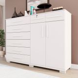 Cômoda Para Quarto 2 Portas 8 Gavetas Esmeralda Expresso Móveis Branco