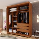 Guarda-roupa Closet 3 Gavetas Com Pés Fenix Espresso Móveis Cinamomo