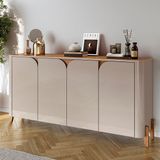 Buffet 165cm 4 Portas Pés De Madeira Maciça Memphis Off White/cedro