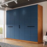 Guarda-roupa 6 Portas 4 Gavetas Lisboa Freijó/azul