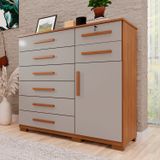 Cômoda Para Quarto 1 Portas 8 Gavetas Ônix Expresso Móveis Cinamomo / Off White